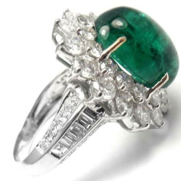 Authentic Craig Drake 18k White Gold Large 10.97ct Emerald Diamond Cocktail Ring - Picture 8 of 12